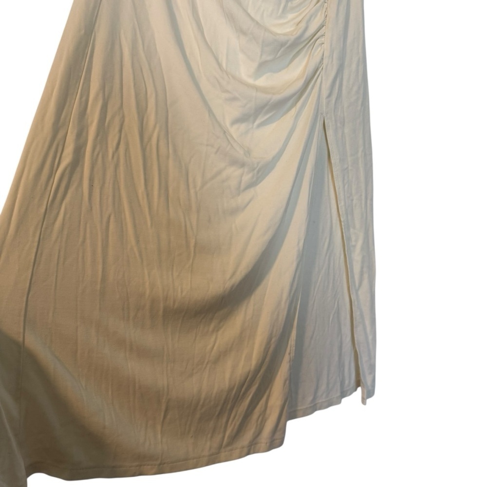 Wilfred by Aritzia Womens Vespa Side Slit Ruched Midi Skirt in Cream Medium - Picture 4 of 9